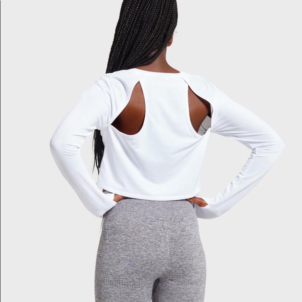 Gymshark Focus Long Sleeve Crop - WHITE (M)